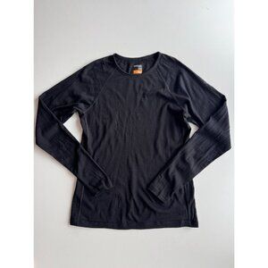 Boys' ICEBREAKER 200 Merino Black Wool Blend Knit Long Sleeve Top, Size 14